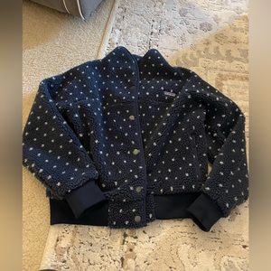 Patagonia fleece Sherpa navy blue polka dot bomber jacket Medium